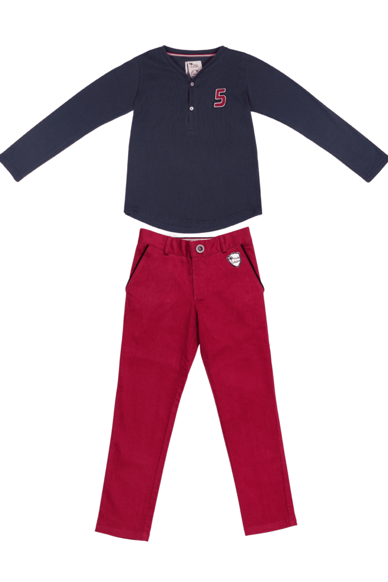 Pantalon chino en coton rouge bordeaux